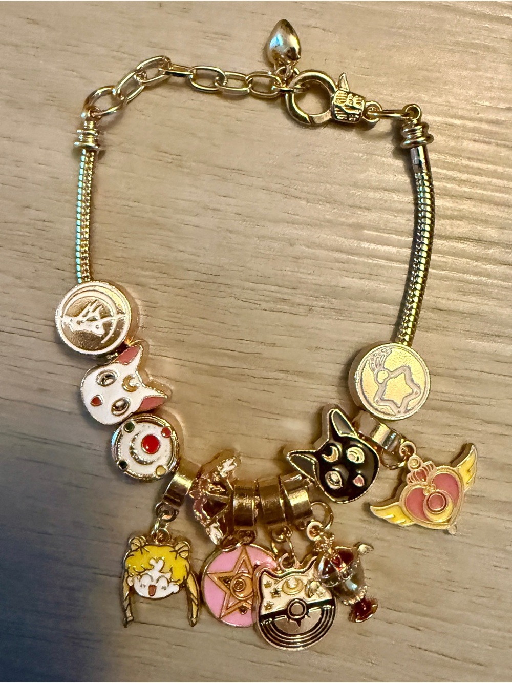 New Sailor Moon Gold Plated Interchangeable Charms Bracelet Y2K Anime Kawaii